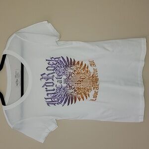 *DONATED* Hard Rock Cafe White T-Shirt with Purple and Orange Design